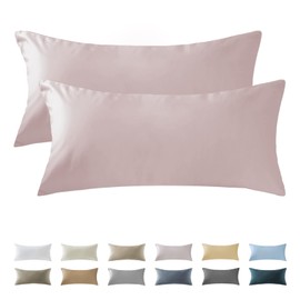 SOULFUL Satin Cushion Cover 40 x 80 cm, Cotton, Pillowcases 2-Piece with Zip, Oeko-Tex Certified, Soft and Comfortable, Dusky Pink