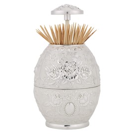 ANKROYU Metal Zinc Alloy Toothpick Holder Exquisite Flower Pattern Hand Press Toothpick Dispenser Sanitary Sturdy Desktop Decor For Home Kitchen Restaurant Gold Silver (Golden hundred golden flowers)