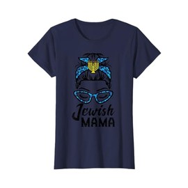 Hanukkah Leopard Messy Bun Jewish Mama Chanukah Mom Women T-Shirt
