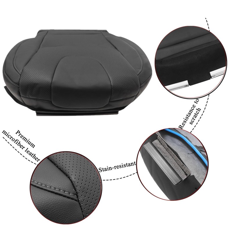 NLQR Front Driver Bottom Replacement Perforated Seat Cover Black Microfiber