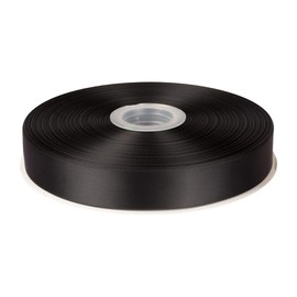 Fondersy 25mm X 91M Double Faced Satin Ribbon Black Polyester Ribbon for Gift Wrapping Wedding Decoration Floral Arrangement Crafts