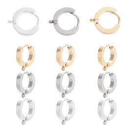 UNICRAFTALE Over 12pcs 3 Colours Huggie Hoop Earrings Stainless Steel Hoop Earrings with Loop Ring Hypoallergenic Earrings Components for DIY Women Earrings Jewellery Making 1 mm Pin