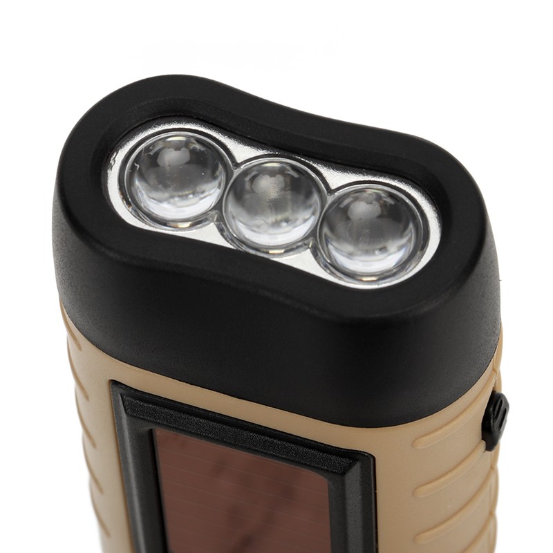 Hand Crank Solar Powered Flashlight Emergency Rechargeable LED Flashlight Self