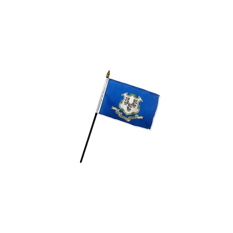 Connecticut 4x6in Stick Flag - 1 dozen pack