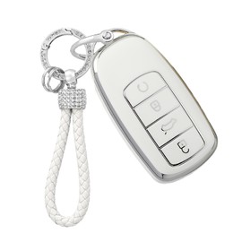 ontto TPU Car key fob cover keyring Fit for Chery Tiggo 8 Plus 8 Pro Tiggo7 Pro Arrizo 5 Plus Omoda 5 C5 2021-2024 Smart key case Holder shell bag keychain Auto Accessories 4 buttons White B