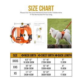 Dog Harness Small Dog No Pull Pet Harness & Lead,Heavy Duty Easy for Walk Vest Harness Soft Padded Reflective Adjustable Puppy Harness with Easy Control Handle for Training or Walking(Orange, XXS)