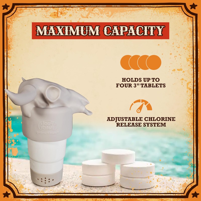 Cow Skull Floating Pool Chlorine Dispenser - Large Capacity Floater