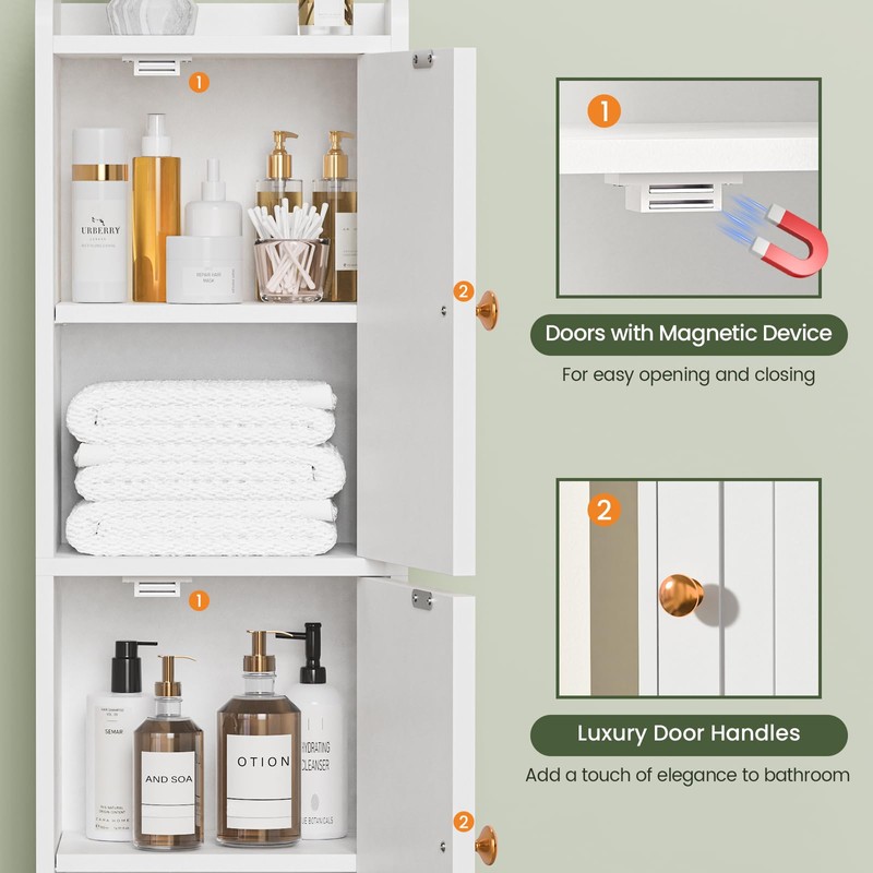 Snughome Bathroom Storage Cabinet, Small Bathroom Cabinet with 2 Doors