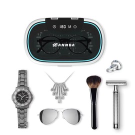 zannba Ultrasonic Jewelry Cleaner for Silver, Gold, Diamond Ring, Earrings, Necklaces, 45KHz Portable Professional Ultrasonic Cleaner Machine for Retainers, Eyeglasses, Dentures, Watches, Coins