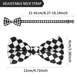 Plaid Men's Bow Ties, Checked Clip On Bowties for Boy's With Adjustable For Father's Day or Graduation S-MB-T3 (With and Black Plaid)