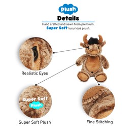 DolliBu Plush Buffalo Stuffed Animal - Soft Plush Huggable Brown Buffalo, Adorable Playtime Bison Plush Toy, Cute Wildlife Animal Cuddle Gift for Kids & Adults - 9 Inch