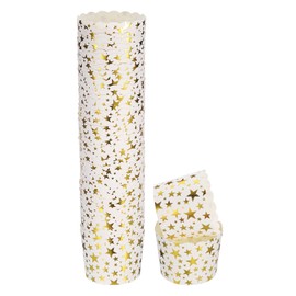 HARFINGTON 50Pcs Paper Baking Cups 6oz Cupcake Wrappers Scalloped Muffins Cases Liners Disposable Greaseproof Containers for Birthday Party, Star