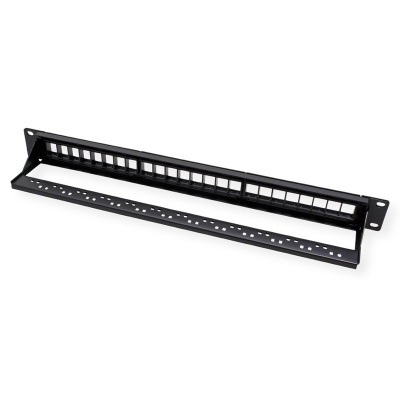 VALUE 19"-Keystone-Modulträger, 24 Ports, 1HE, 3-teilig, ungeschirmt, schwarz