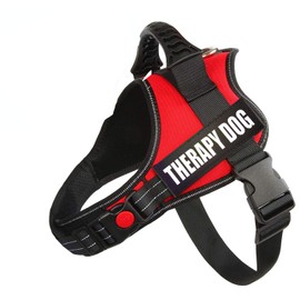 Just 4 Paws Therapy Dog Harness Jacket with Padded Handle | 6 Sizes | Adjustable Straps & 2 Removable Reflective Patches (Medium-Chest 22" to 29-1/2", Red)