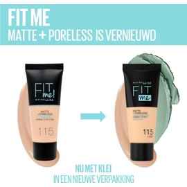 Maybelline New York Fit Me Matte&Poreless Foundation, Mattifying and Fixing Finish, Shade: 100 Warm