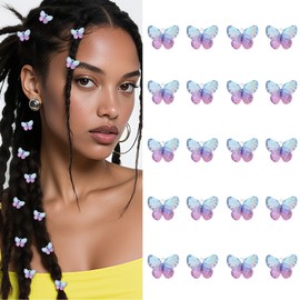 YISSION 20 Pcs Mini Butterfly Hair Clips Cute Hair Pins Small Butterfly Clips Wedding Hair Barrettes Bridal Hair Accessories for Girls Women (Gradient Blue)