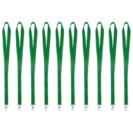 Karteo Lanyard with Carabiner Green [Pack of 10] Lanyard Lanyards Blank for Card Sleeves ID Access Cards