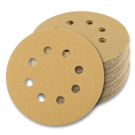 GOLD DEER 5 Inch 8 Hole Hook and Loop Sanding Discs 100 Grit Random Orbit Sandpaper for Power Random Orbital Sander Woodworking Automotive Metal Working,30 Pack