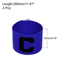 PATIKIL 11.8x2.8 Soccer Captain Armband, 4Pcs Nylon Elastic Protective Arm Badge for Youth Adult Team Training, Blue