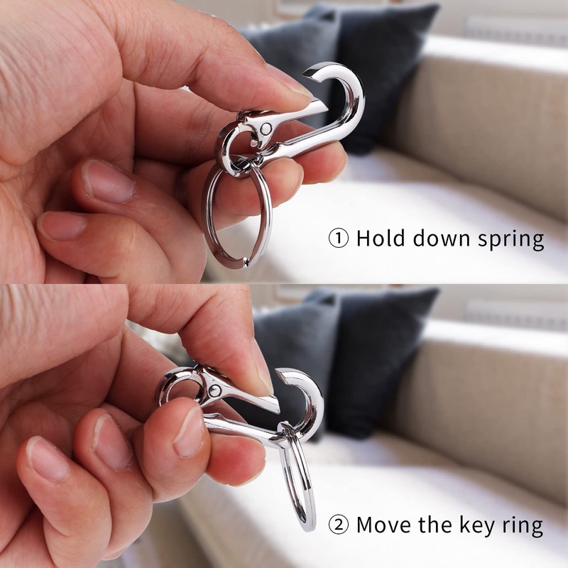 KINMINGZHU 4 Pack Hook Clip with Key Rings, Metal Keyring