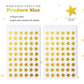 Mobiusea Creation Gold Star Stickers | 0.5 Inch | 1080pcs Set | Gold Foil, Shinny Effects | Kids Classroom Reward Stickers