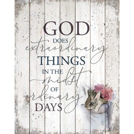 DEXSA God does extraordinary things in the midst of ordinary days Wood Plaque - Made in the USA - 11.75 in x 15 in - Classy Frame Wall Hanging Decoration | Christian Family Religious Home Decor Saying