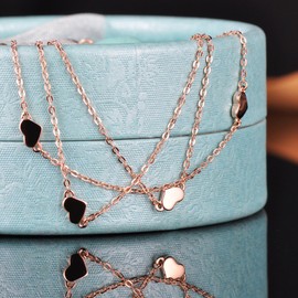 Yumilok 925 Sterling Silver Heart Charm Bracelet 3 Chains Bracelet for Women Girls 6.3-7.7 Inch Adjustable Silver/Silver Gold-Plated, Sterling Silver, without stone