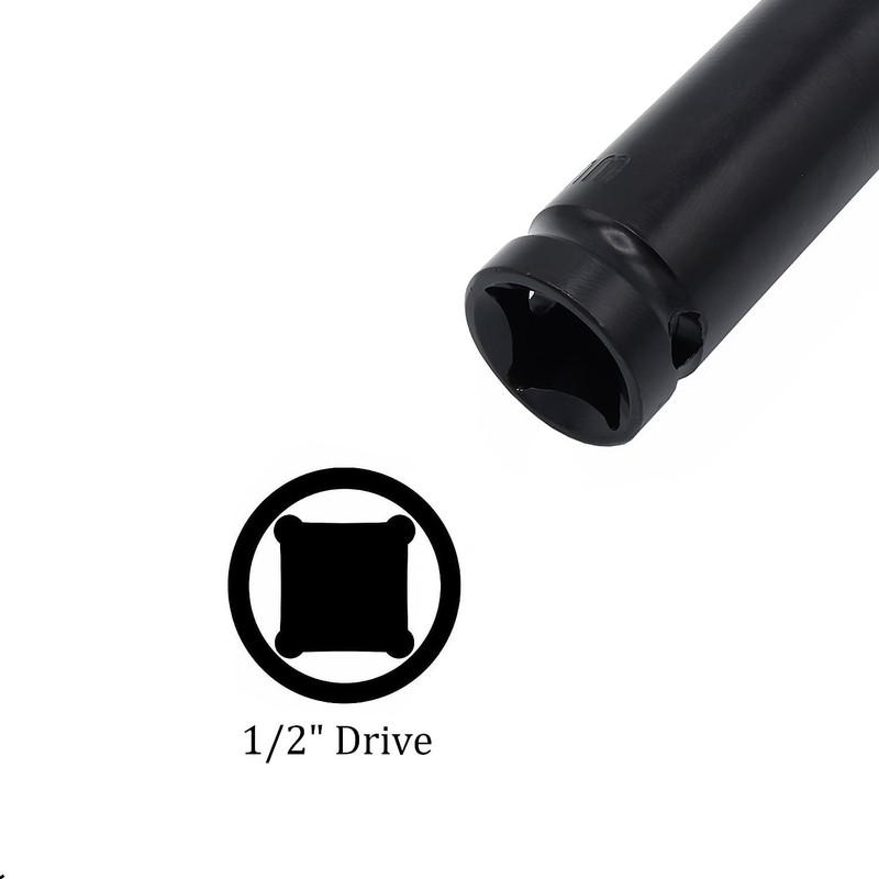 1/2" Drive by 19mm Deep Impact Socket, Heat-Treated CR-V Steel