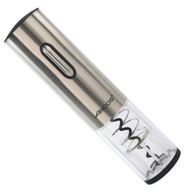 ARCOS Elektrischer Korkenzieher aus ABS mit integriertem wiederaufladbaren Akku. Moderner und eleganter elektrischer Flaschenöffner in einer Schachtel. Farbe Silber