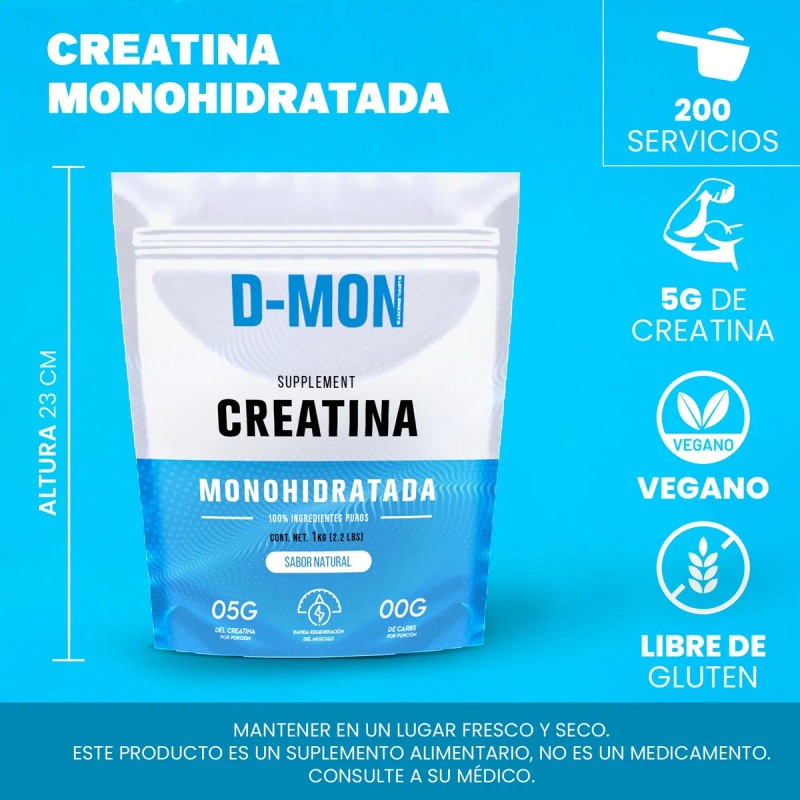 Creatina Monohidratada Micronizada Pura En Polvo 1kg Supleme