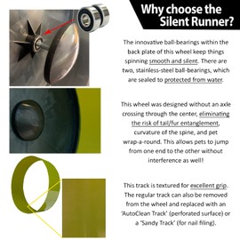 Silent Runner 12" Wide + Cage Attachment + Sandy Track - Silent, Fast, Durable Exercise Wheel - Sugar Gliders, Degus, Rats, Hedgehogs, Prairie Dogs & Small Pets