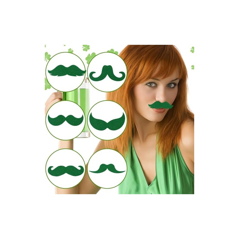 Dzrige 6 Pieces St. Patrick's Day Beard Green Beard and