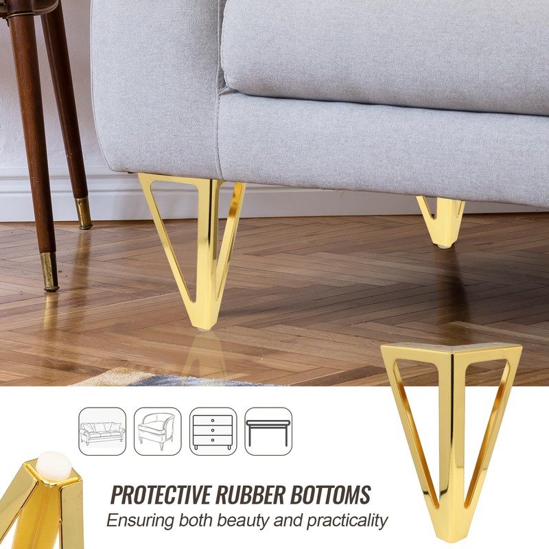 Opfiue 6 inch Heavy Duty Metal Furniture Sofa Legs, Sturdy