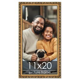 Poster Palooza 11x20 Traditional Gold Picture Frame with UV Acrylic Plexiglass, Foam Board Backing & Hardware Included