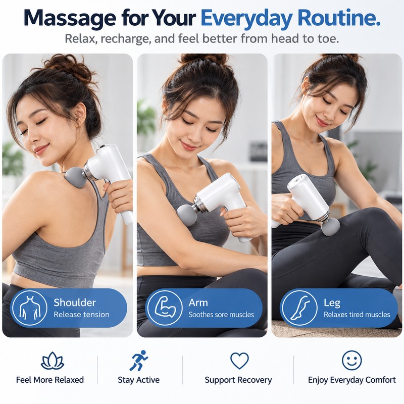Portable Massage Gun for Full Body Use – 4 Interchangeable