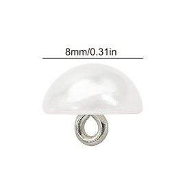 50 Pieces White Pearl Buttons Semi-Circular Pearl Buttons Cap Half Ball Dome with Metal Circle Hook Buttons for Sewing Accessories-10mm