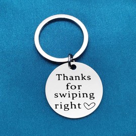 Valentines Day for Him Her Couple Gifts for Boyfriend Girlfriend Couple Keychain Couple Jewelry for Husband Wife Fiance Gifts for Christmas Birthday Gifts for Thanks for Swiping Right Keyring