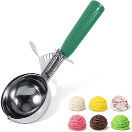 Cuchara para helado, 6.5cm Cuchara de acero inoxidable para helado de frutas Cuchara de cocina con mango de plástico Cuchara de cocina para helado, pastelería, leche, tarta