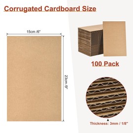 MECCANIXITY 100 Pack 9" x 6" Corrugated Cardboard Sheets 1/8" Thick Flat Cardboard Filler Inserts Pads for Mailers, Packing, Art Projects, DIY Crafts
