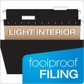 Pendaflex Hanging File Folders Letter Size - 50 Pack of Black File Folders - 1/5 Cut Tabs - Adjustable Tabs - Bulk File Folders for Filing Cabinet with Tabs - Manilla File Folders 8.5 X 11