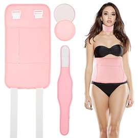 LUCKQUE 3Pcs Neck Waist Essential Oil Pack Set with Chest Pads Washable Reusable Essential Oil Wrap Leakproof Oil Pack Wrap Adjustable Soft Flannel Oil Pack for Waist Neck Chest