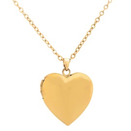 Relicario con medallón de Corazón - colgante para fotos y notas - Collar medallon de Corazon - Chapa de Oro Calidad Premium 22k - Relicario circular - Medallon para fotos - Acero Inoxidable - Regalo Aniversario - Regalo para Pareja - Joyeria para Dama - 