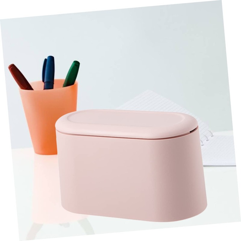 Operitacx 1pc Mini Desktop Trash Can Pink Simple Design Press