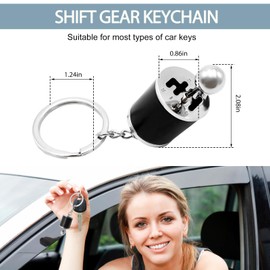 SHMZK Car Gearbox Keychain, Six Speed Manual Transmission Keychain, Creative Gear Shift Stick Keyring, Car Accessories (Black)