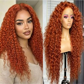 ginger orange curly synthetic wig 13x4 lace front wigs for women