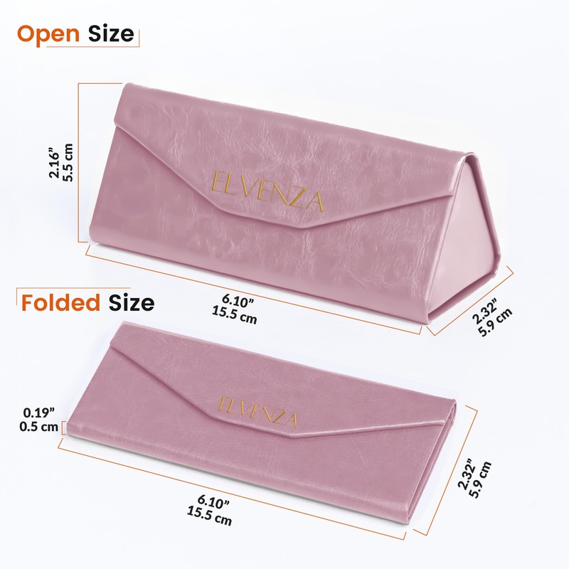 ELVENZA Glasses Case Foldable Sunglasses Case with Cleaning Cloth, Glasses