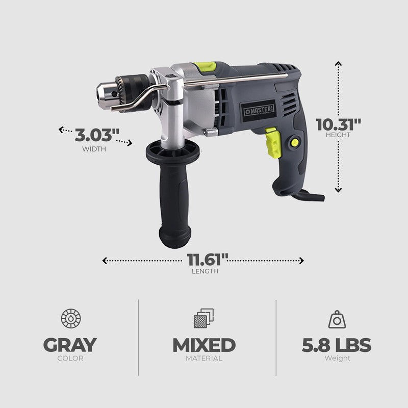 Master Mechanic 7.5 Amp Motor 0.5 Inch Hammer Drill with