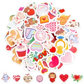 ceiba tree 400Pcs Valentine's Day Foam Stickers Assorted Heart Animal Cupcake Shaped Self-Adhesive Sticker for Art Greeting Cards Craft