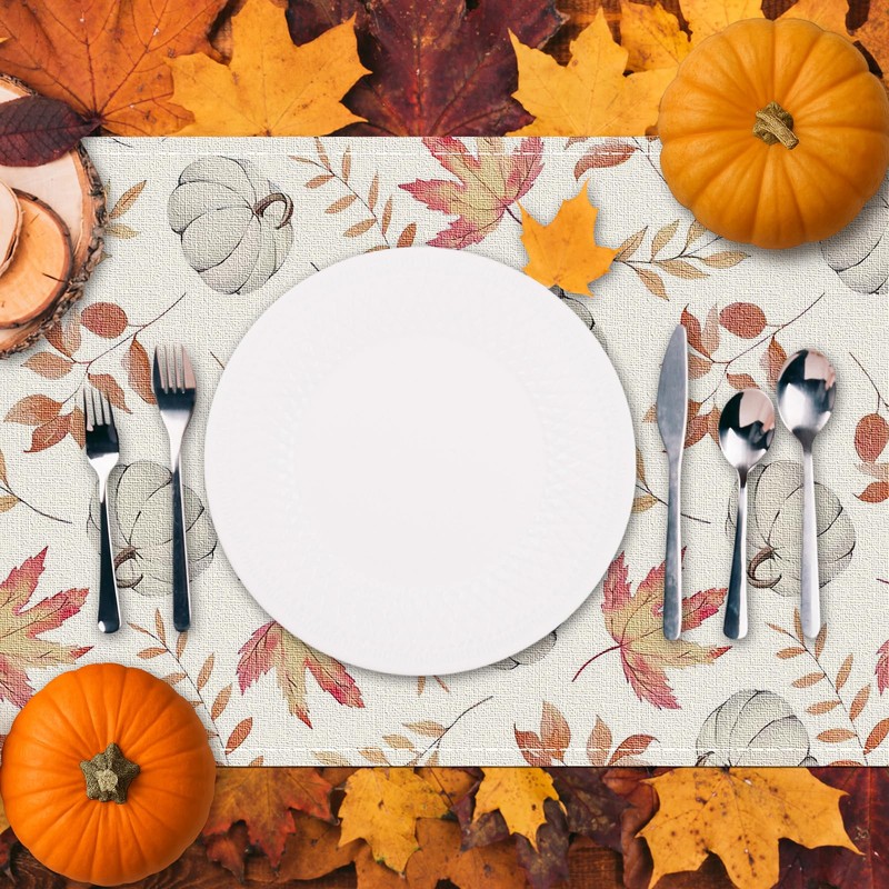 DTCSWACN Orange Pumpkins Fall Maple Leaves Thanksgiving Table Runner, Seasonal