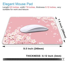 IMAYONDIA - Alfombrilla de mouse rosa con flores florales, alfombrilla de mouse con flor de cerezo Sakura, decoración de computadora estética japonesa, base de goma antideslizante para computadora y